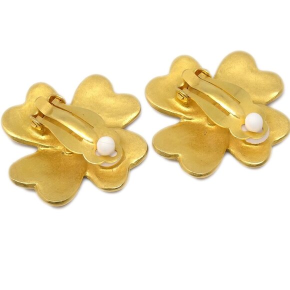 Chanel Clover Earrings Clip-On Gold - Picture 3 of 4